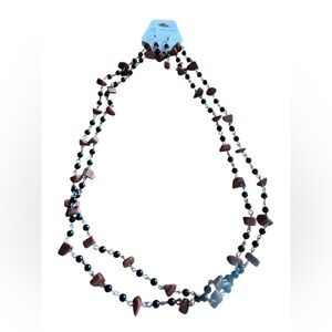 Chic Brown and Black Beaded Necklace & earrings set